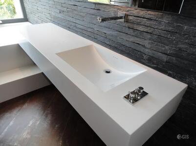 Столешница для ванной из акрилового камня Hanex R-White S-001